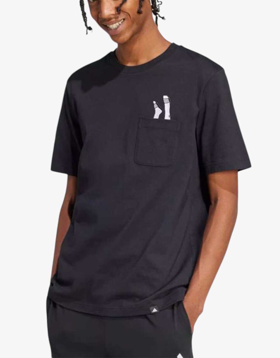 adidas Lounge Slides Graphic Pocket Tee Black
