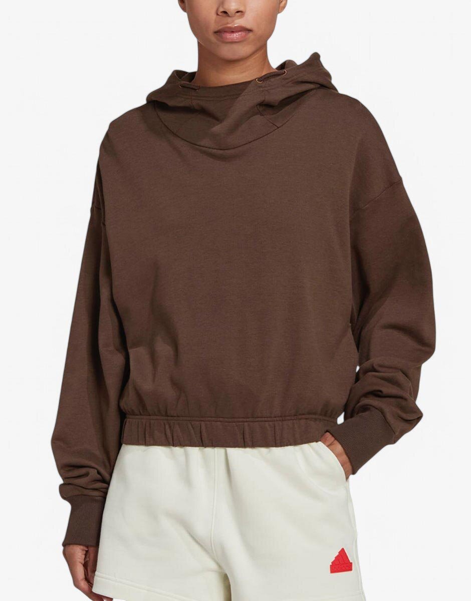 adidas Sportswear Studio Lounge Cropped Hoodie Brown