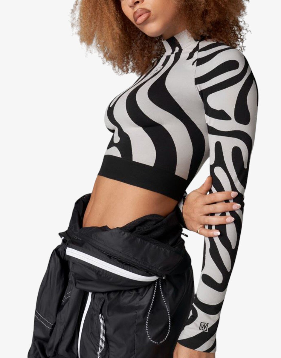 adidas x Stella McCartney Seamless Wolford Crop Top Black/White