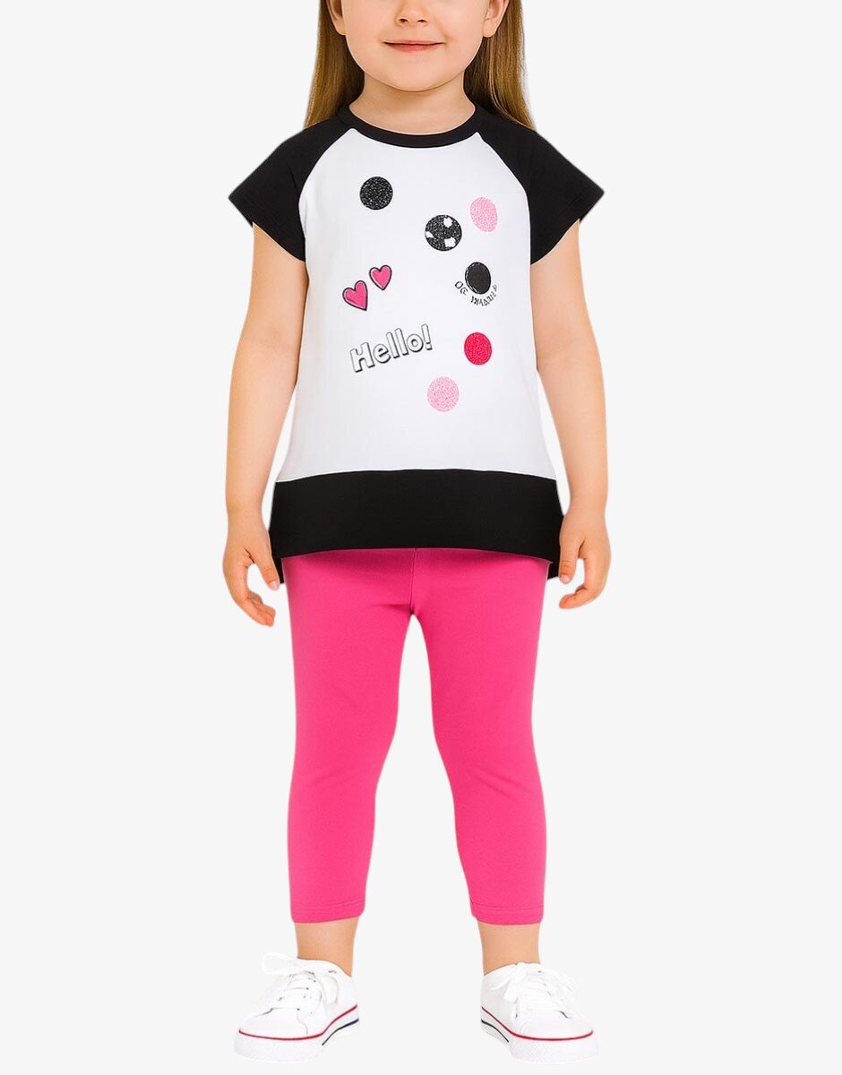 Chicco Girls Leggings And Tee Set White/Pink