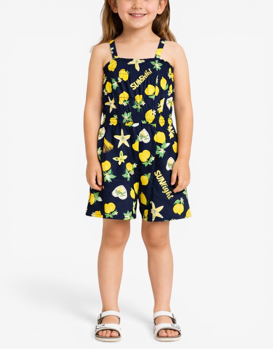 Chicco Girls Short Dungarees Blue Printed
