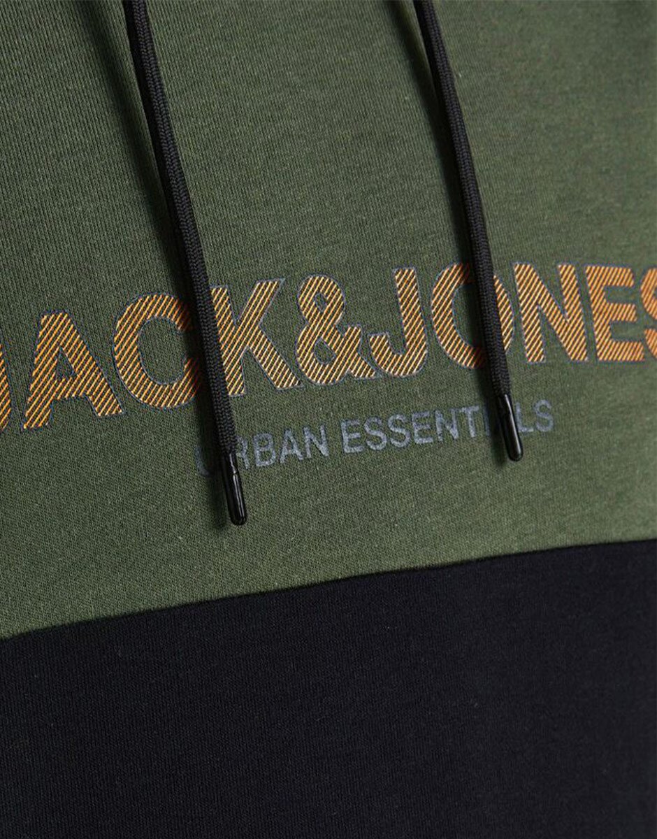 Jack & Jones Colourblock Logo Hoodie Green