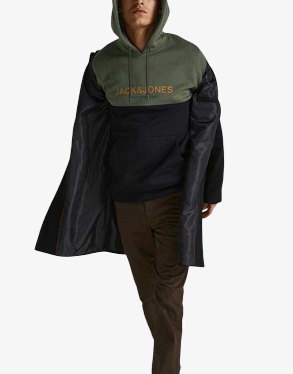 Jack & Jones Colourblock Logo Hoodie Green