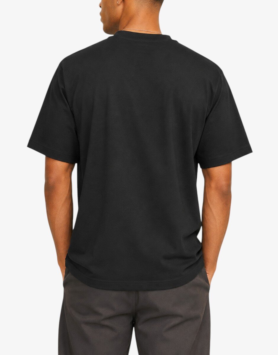 Jack & Jones Jcolido Aop Front Print Tee SS Crew Neck Black