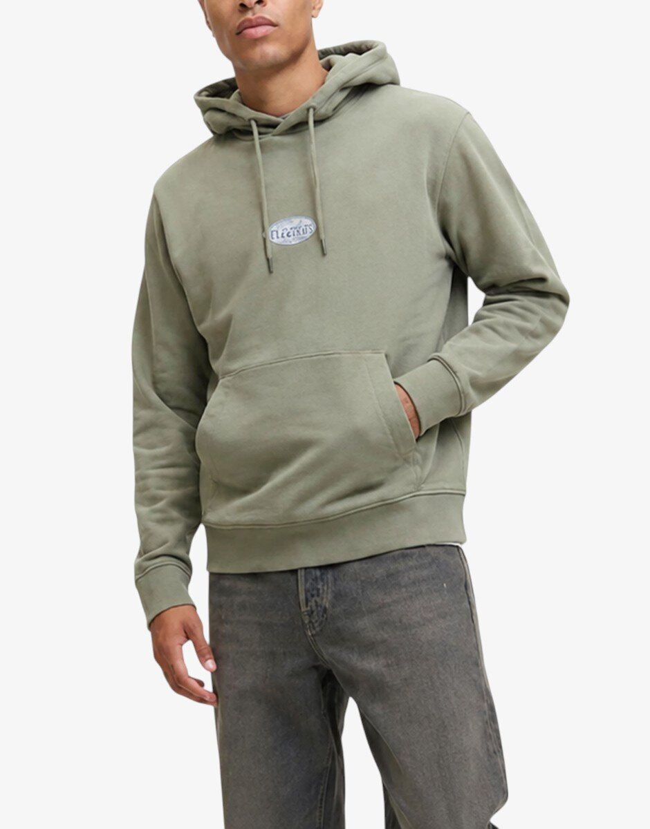Jack & Jones Jjedetroit Sweat Hood Styd AW25 Gray