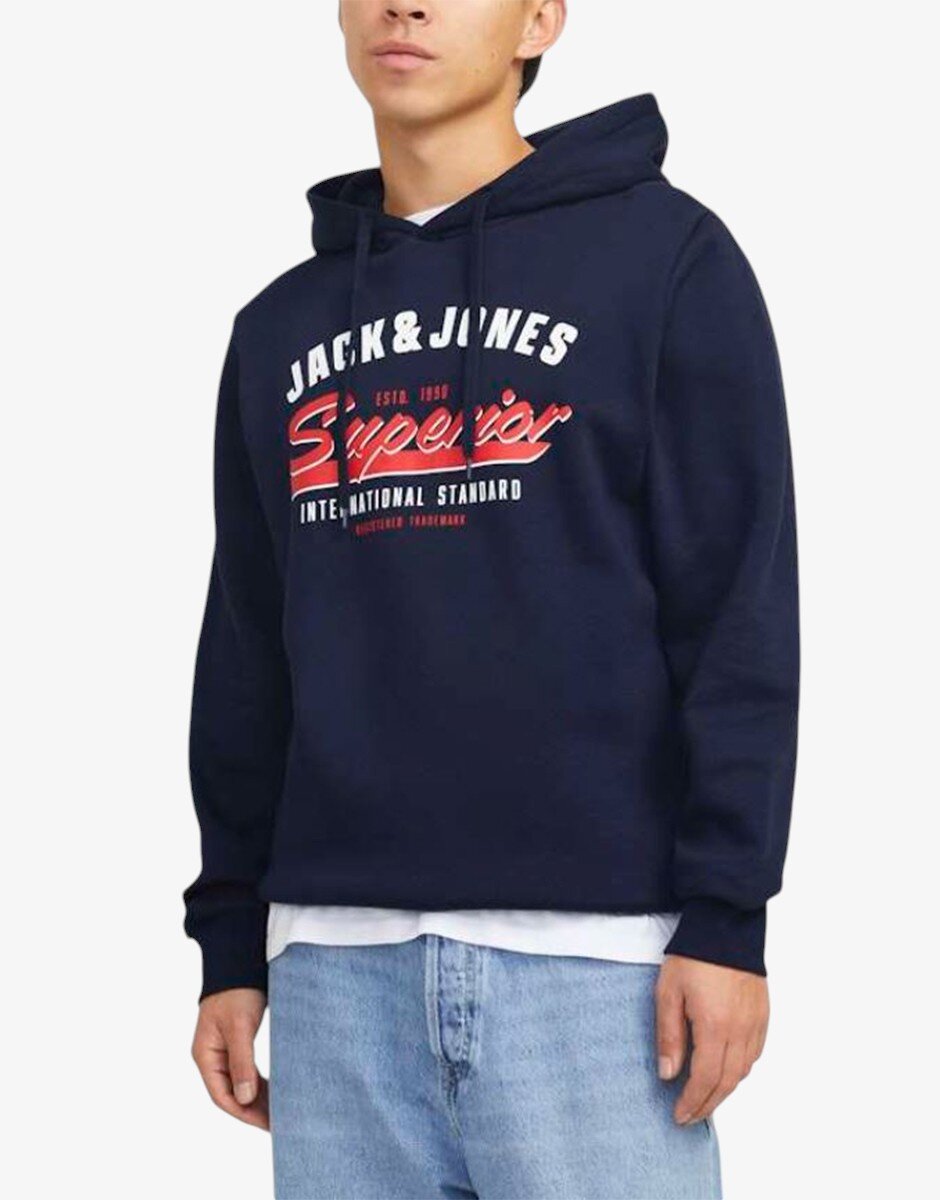 Jack & Jones JJelogo Sweat Hood 2 Col 24/25 Noos Navy