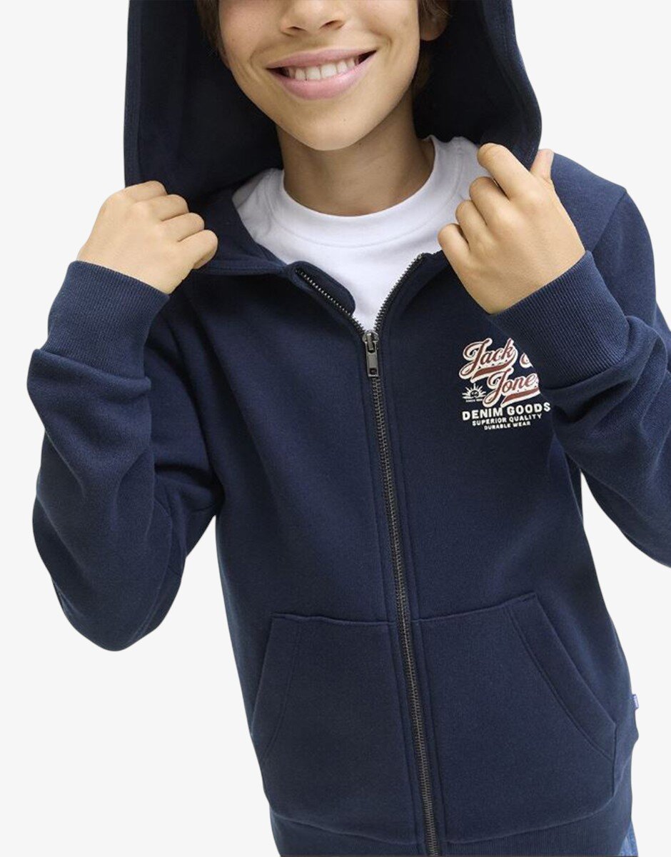 Jack & Jones Jjelogo Sweat Ziphood 2Col Noos JNR Navy