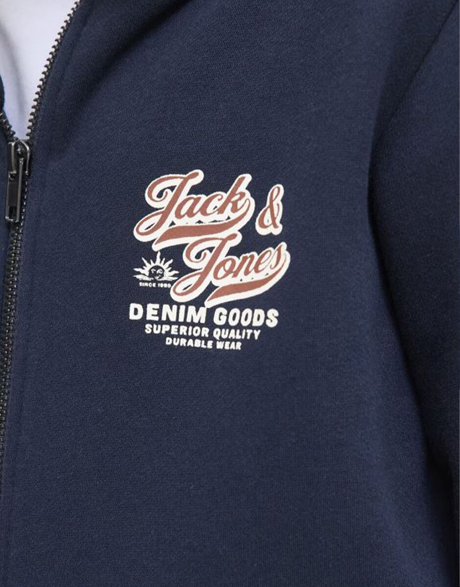 Jack & Jones Jjelogo Sweat Ziphood 2Col Noos JNR Navy