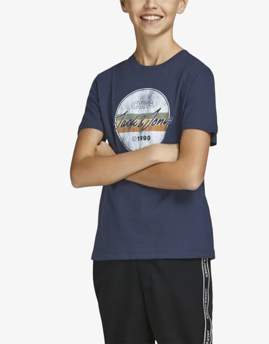 Jack & Jones Jorbrady Tee Ss Crew Neck Sn Jnr Navy