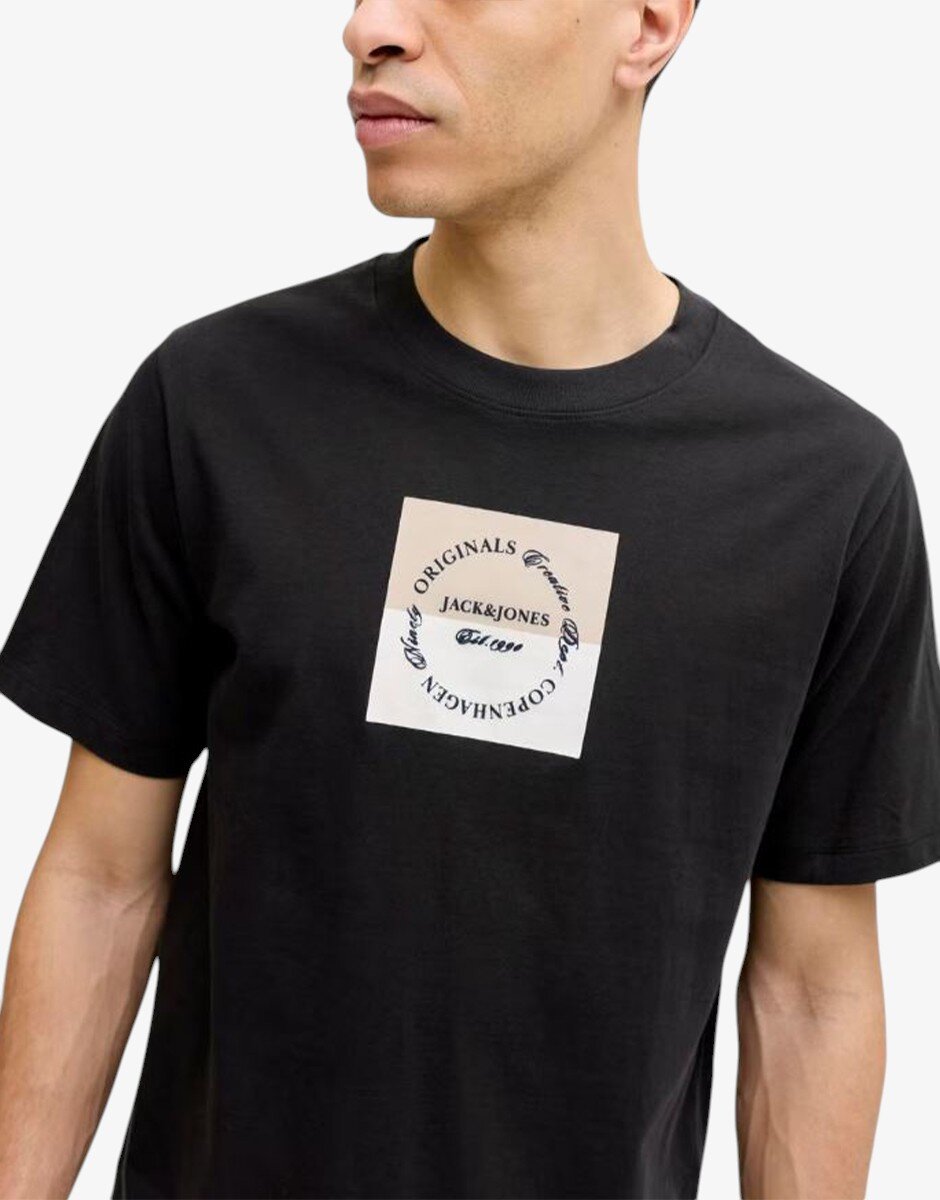 Jack & Jones Jorcatskills Square Branding Tee SSCN LN Black
