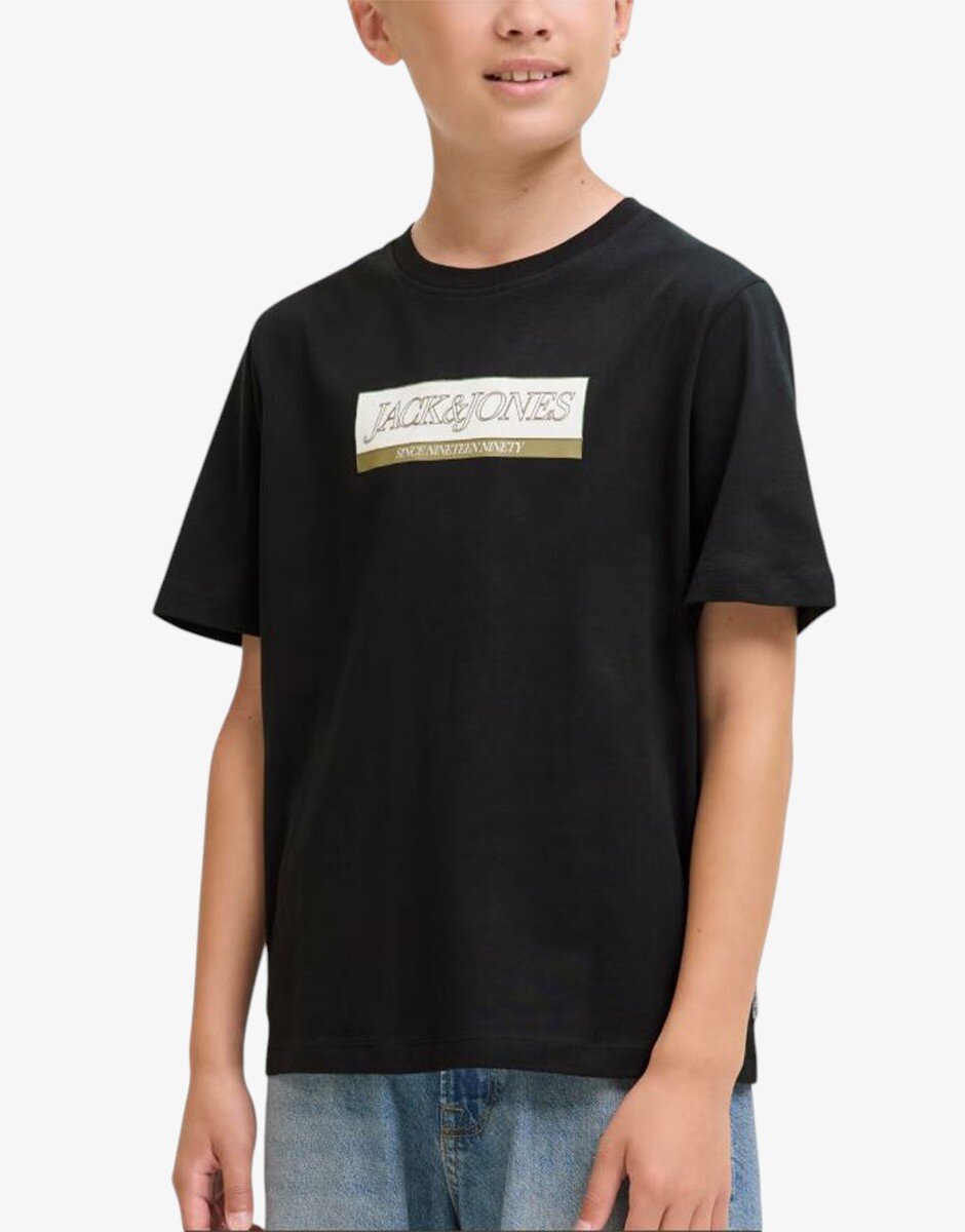 Jack & Jones Jorinwood Block Brend Tee Ss Cn Noos Jnr Black