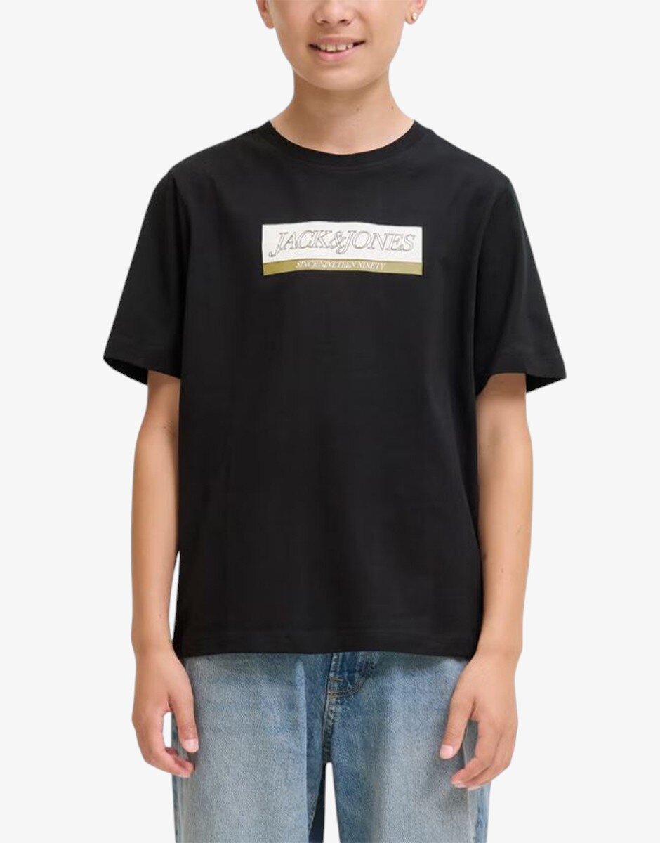 Jack & Jones Jorinwood Block Brend Tee Ss Cn Noos Jnr Black