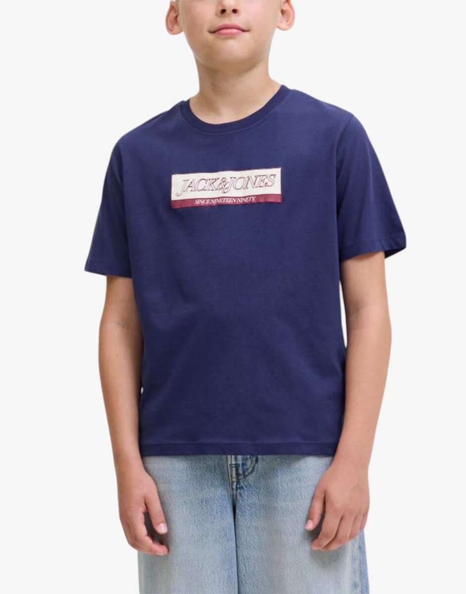 Jack & Jones Jorinwood Block Brend Tee Ss Cn Noos Jnr Ocean Cavern