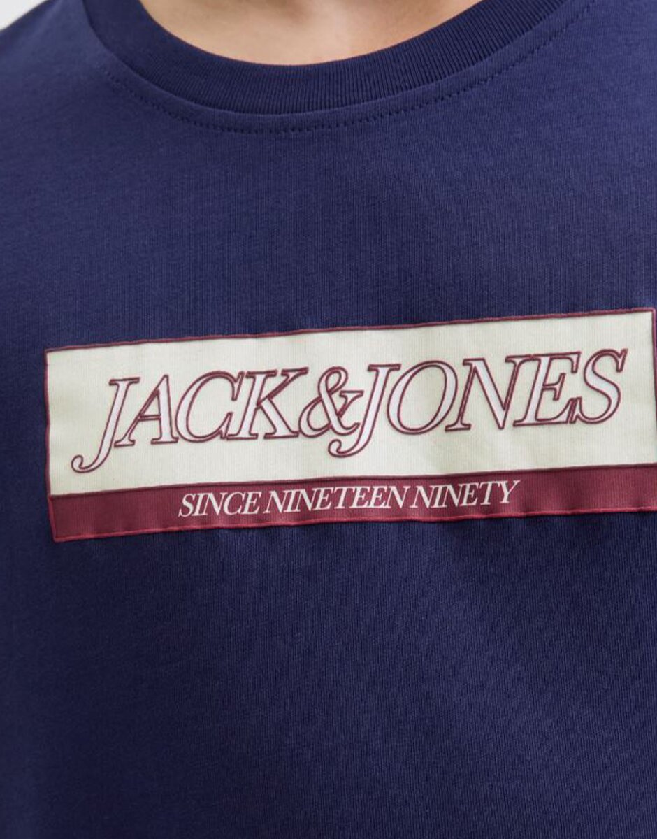 Jack & Jones Jorinwood Block Brend Tee Ss Cn Noos Jnr Ocean Cavern