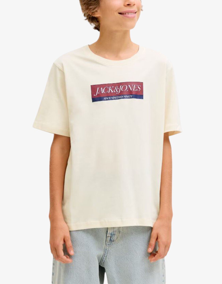 Jack & Jones Jorinwood Block Brend Tee Ss Cn Noos Jnr White