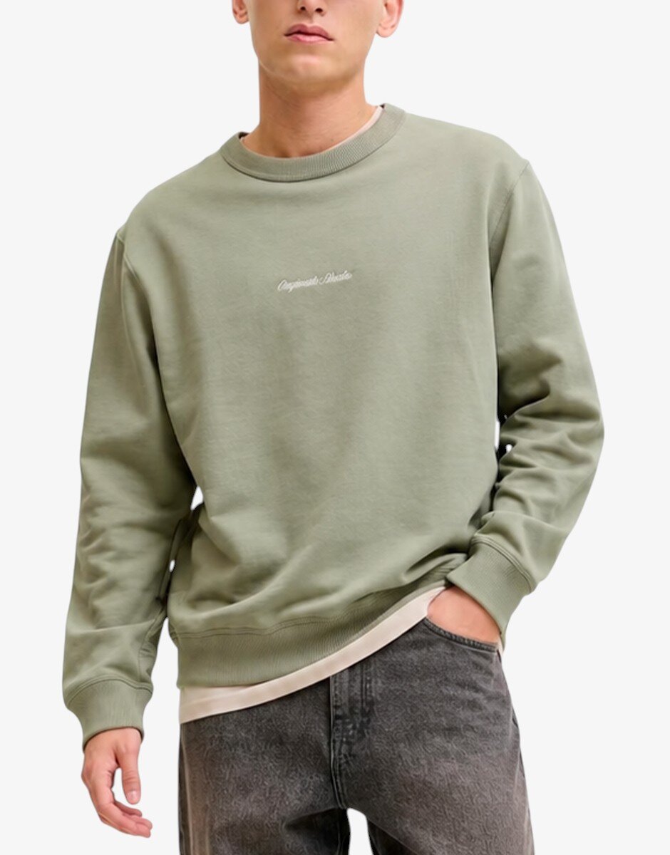 Jack & Jones Jornorrebro Emb Sweat Crew Noos Seagrass