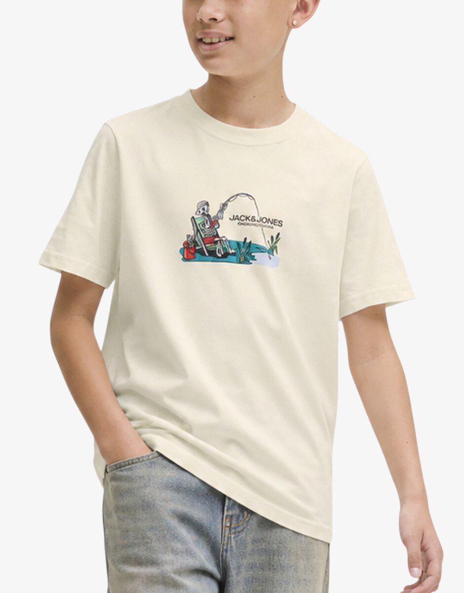Jack & Jones Jоrskull Nature Tee Ss Crew Neck Sn Jnr White