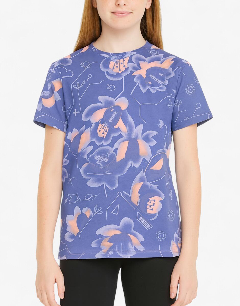 Puma Alpha All Over Print Tee Hazy Blue