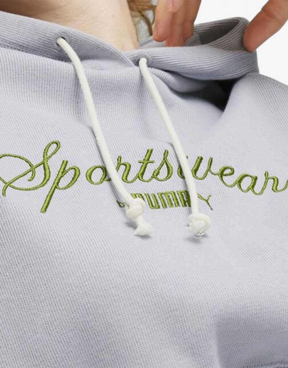 Puma Classics Relaxed Cropped Hoodie Grey