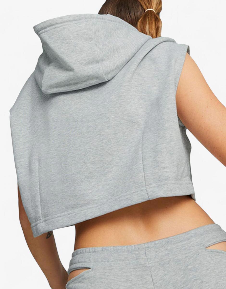 Puma Dare To Hooded Cropped Top Grey
