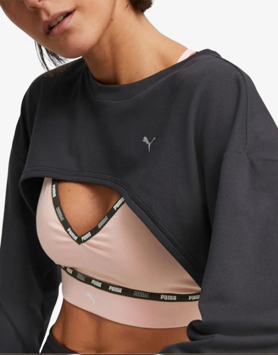 Puma Forever Luxe Cloudspun Crop Top Black
