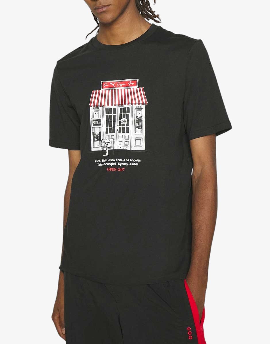 Puma Graphics Cafe Mens Tee Black