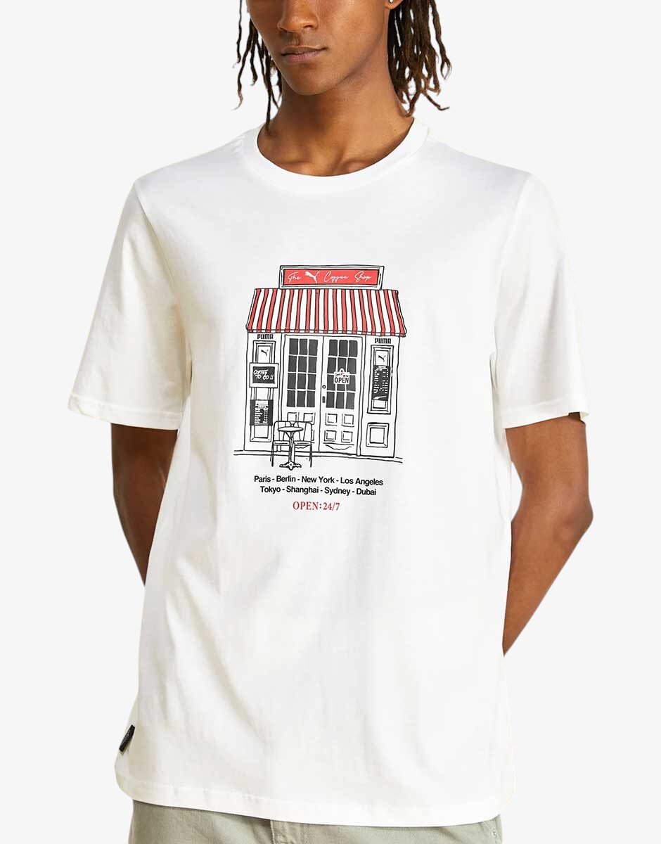 Puma Graphics Cafe Mens Tee White