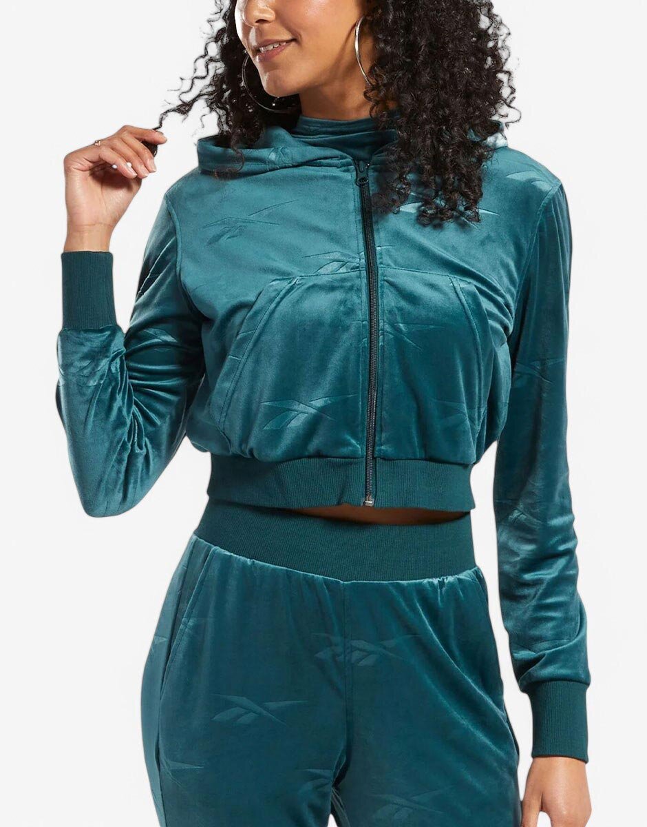 Reebok Classics Energy Q4 Velour Full-Zip Hoodie Teal