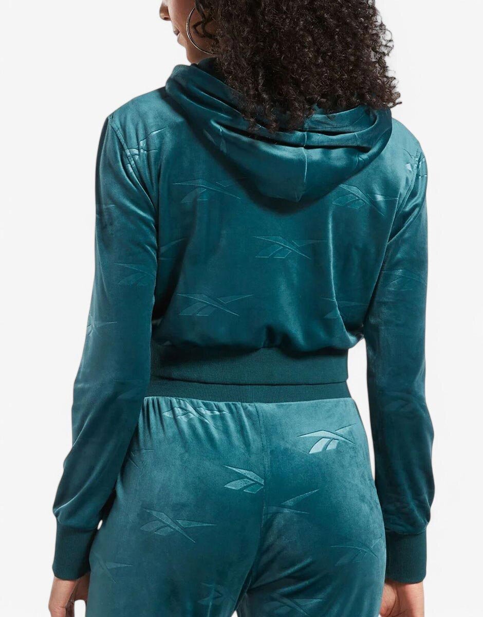 Reebok Classics Energy Q4 Velour Full-Zip Hoodie Teal