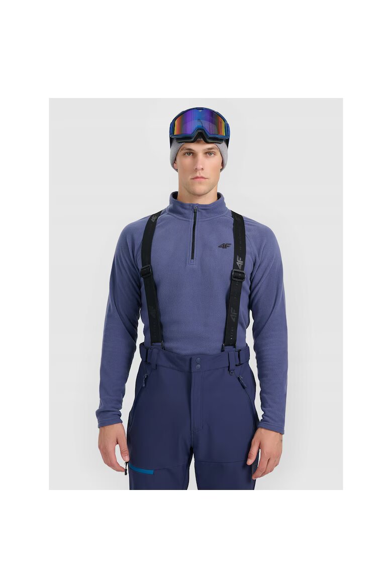 4F Hanorac sport fleece termoactiv bleumarin pentru barbati guler inalt croiala slim Син