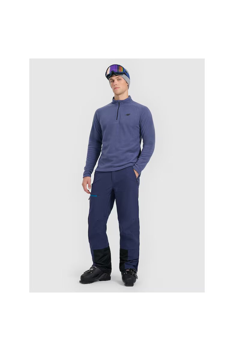 4F Hanorac sport fleece termoactiv bleumarin pentru barbati guler inalt croiala slim Син