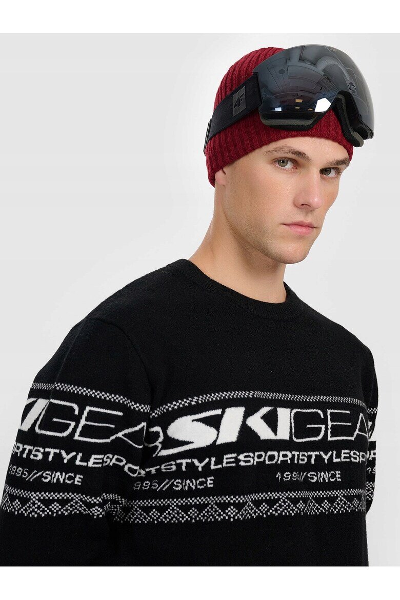 4F Мъжки пуловер вълна черен свободен модел