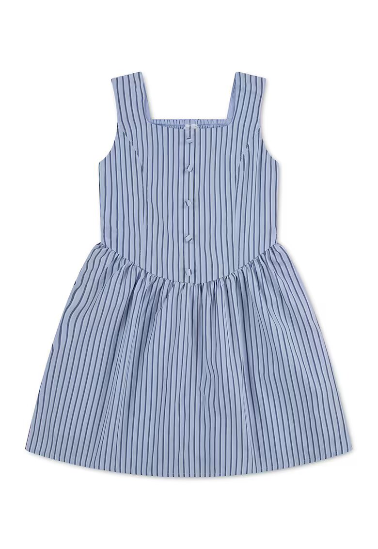 Abercrombie  Fitch Разкроена рокля на райе - Светлосин/Петролно синьо