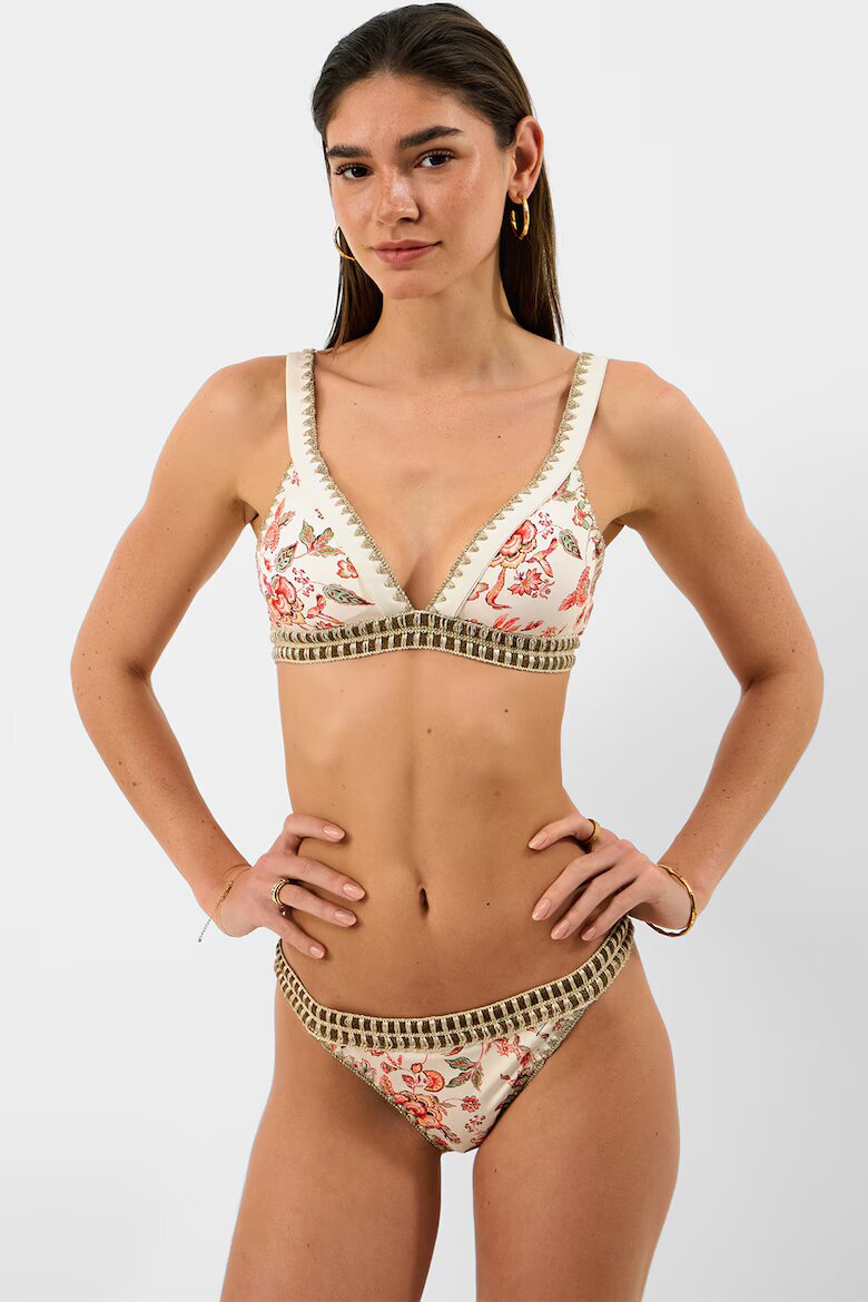 Accessorize London Флорално долнище на бански Античен бронз/Крем