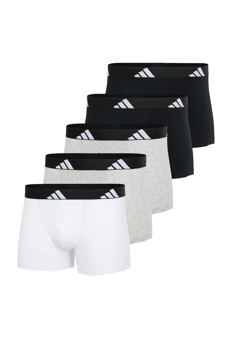 adidas Боксерки Active Flex с лого на талията - 5 чифта - Бял/Черен