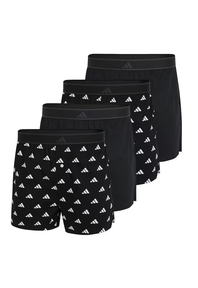 adidas Боксерки с десен - 4 чифта - Бял/Черен