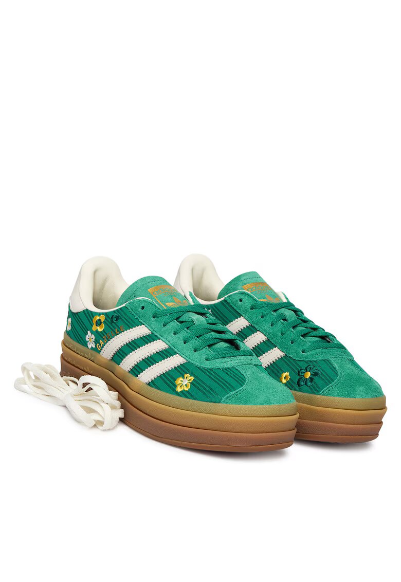 adidas Дамски кецове Originals - текстил/велур - с допълнителни връзки - зелен/бял