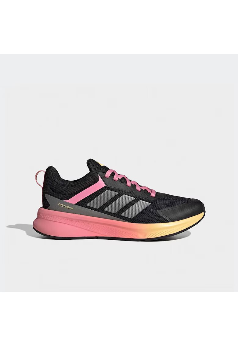 adidas Детски спортни обувки FortaRun 4.0 J - Core Black / Grey Six / Clear Pink - текстил - Cloudfoam омекотяване