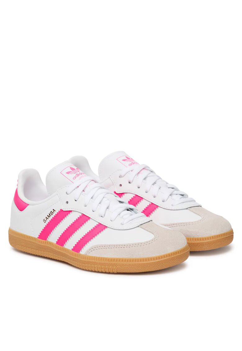 adidas Детски спортни обувки - Samba Og C - естествена кожа - бял/розов/жълтеникав