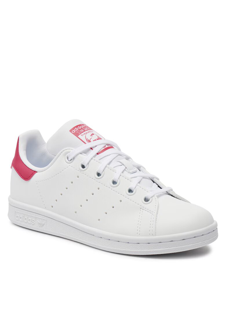 adidas Детски спортни обувки - Stan Smith J - еко кожа - бял/розов -