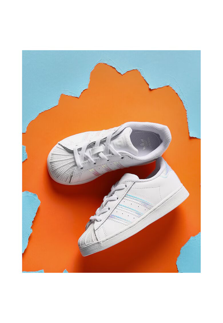 adidas Детски спортни обувки - Superstar - естествена кожа - бели