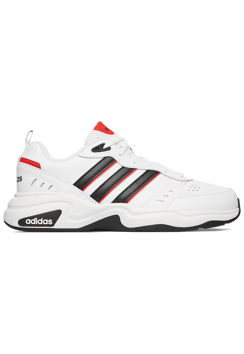 adidas маратонки от екологична кожа с дебела подметка и 3 черни ленти с червени акценти -