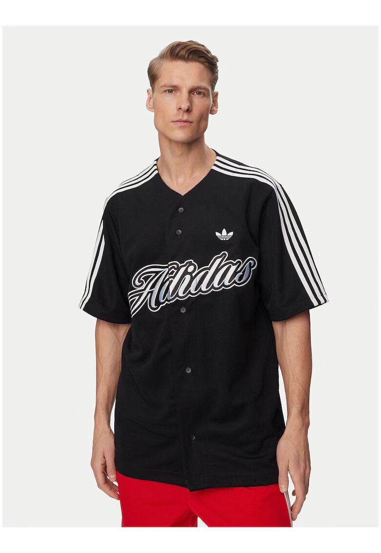 adidas Мъжка спортна тениска - черна - уголемена кройка - рециклиран материал
