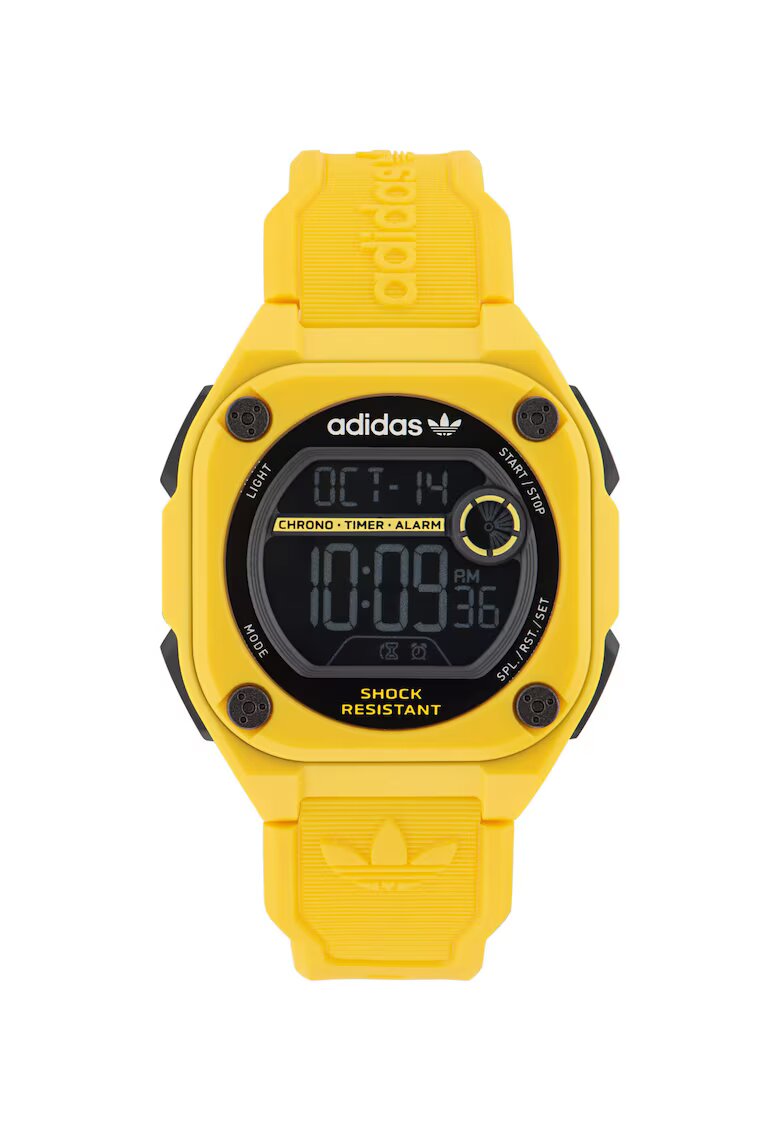 adidas Мъжки часовник CITY TECH TWO - 45 мм - жълт - каишка от смола - водоустойчив 10 ATM