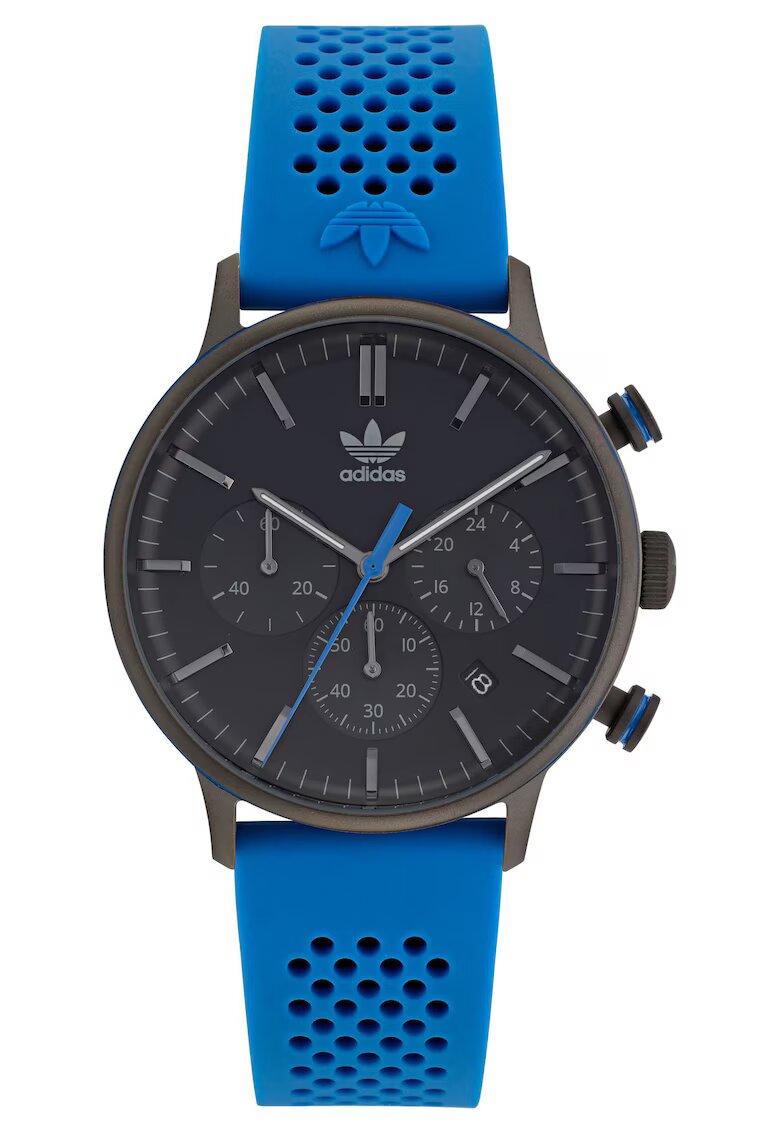 adidas Мъжки часовник CODE ONE CHRONO - сив - синя силиконова каишка - 40x10мм - водоустойчивост 5 ATM