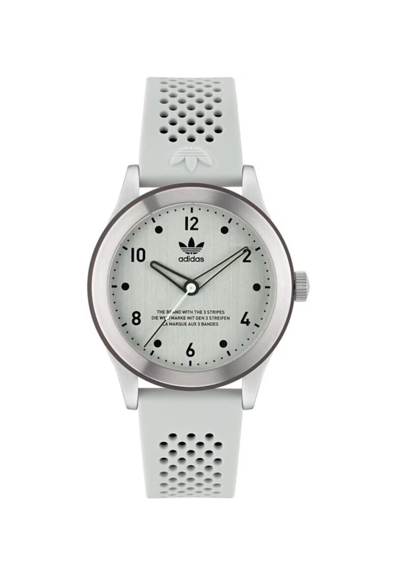 adidas Мъжки часовник CODE THREE - сребрист - силиконова каишка - 40x10.2mm