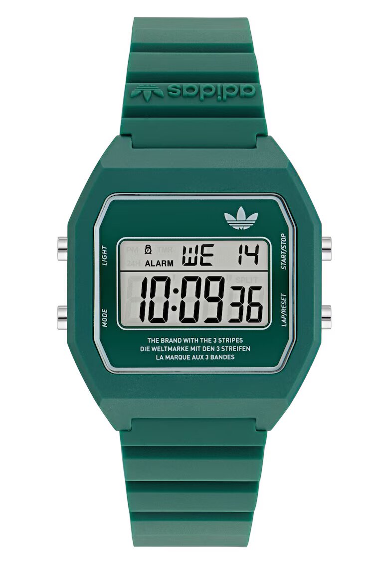 adidas Мъжки часовник Digital Two - зелен - каишка от смола - водоустойчивост 5 ATM
