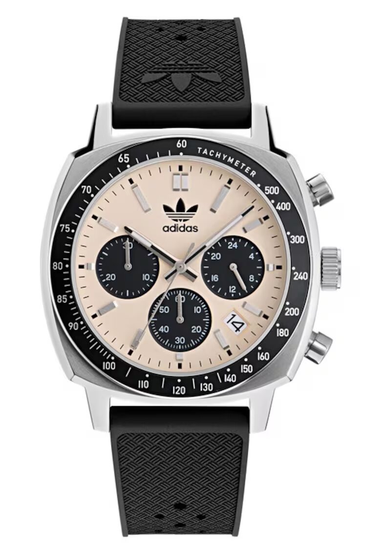 adidas Мъжки часовник MASTER ORIGINALS ONE CHRONO - сребърен - черна синтетична каишка - кварцов механизъм - 44x12мм