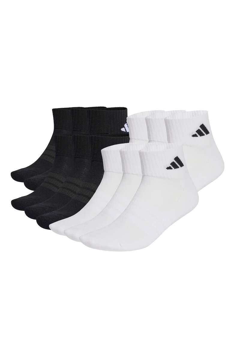 adidas Омекотени чорапи до глезена Essentials - 12 чифта - Бял/Черен