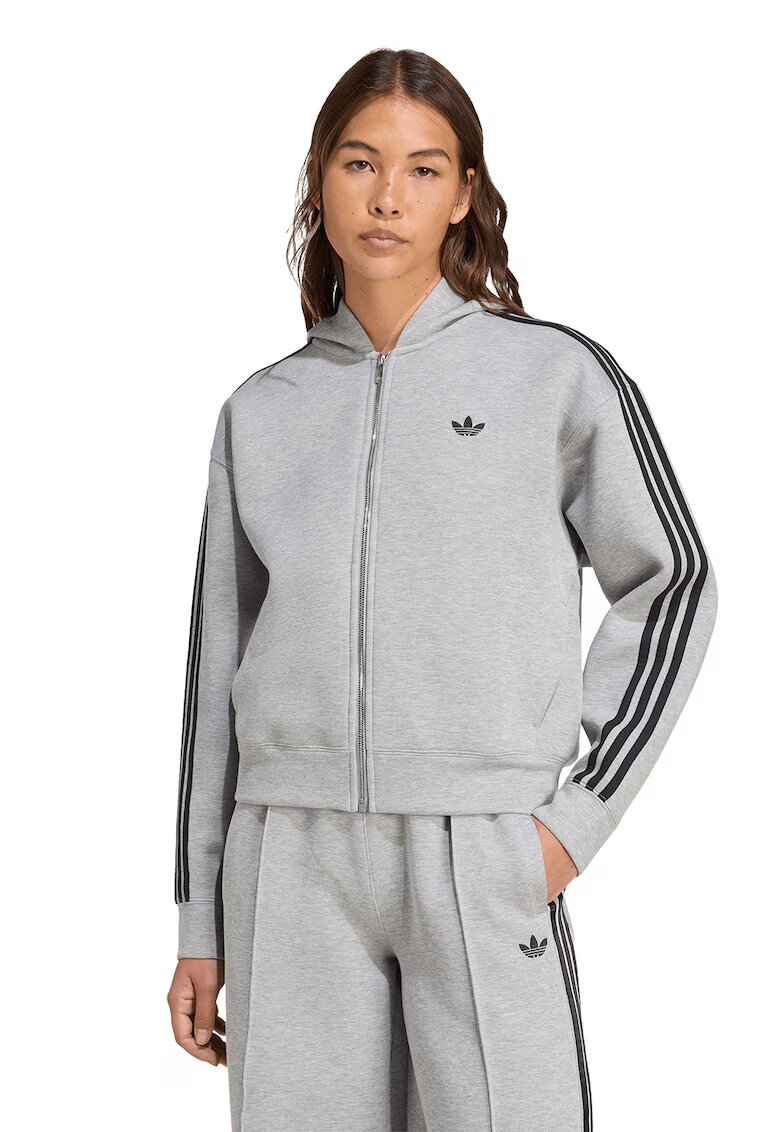 adidas Originals Худи с цип и дълги ръкави - Черен/Светло